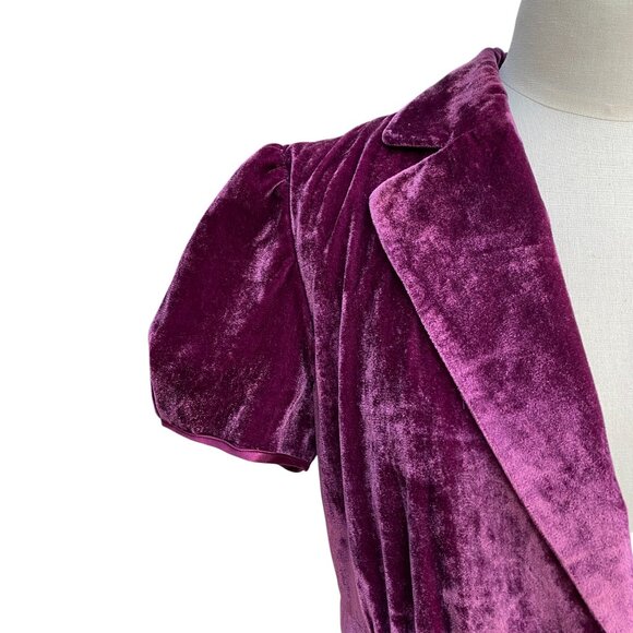 Work to Weekend Velvet Puff Short Sleeve Blazer Purple Dark Fairy Grunge 80s-10 - Picture 3 of 15